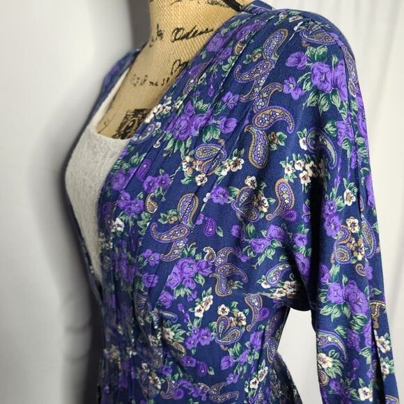 Vintage 90s Dark Moody Floral Boho Dress - Picture 6 of 14